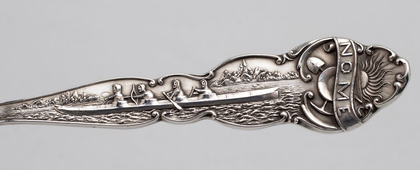Nome Alaska Struck It Rich Sterling Silver Souvenir Spoon - L.W. Suter, Mayer Bros, Nome Gold Miner